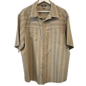 MEC Outdoor Woven Casual Button Down Short Sleeve Shirt Size XL Canvas feeling